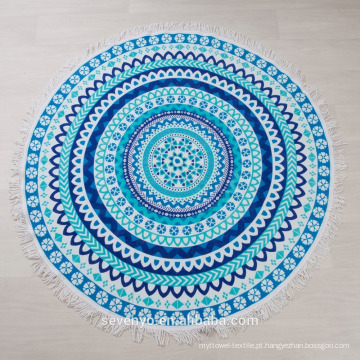 Maravilhosamente boêmio design azul Mandala Redonda toalha de praia BT-539 China Fornecedor